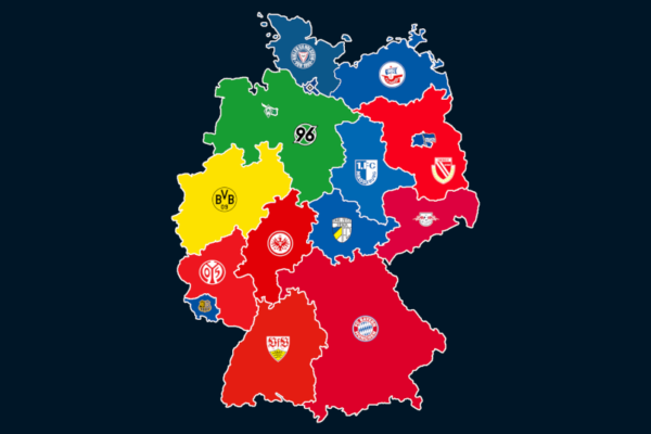 Landkarte: Höchster Zuschauerschnitt 2018/19 im Bundesland