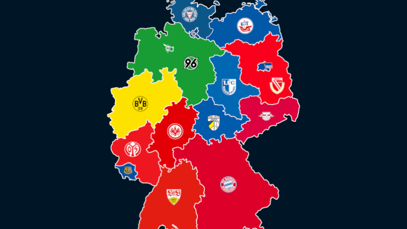 Landkarte: Höchster Zuschauerschnitt 2018/19 im Bundesland