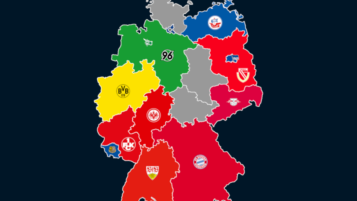 Landkarte: Ewige Tabelle der 1. Bundesliga