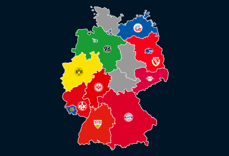 Landkarte: Ewige Tabelle der 1. Bundesliga