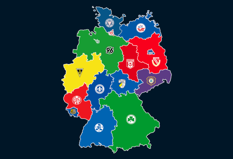 Landkarte: Ewige Tabelle der 2. Bundesliga