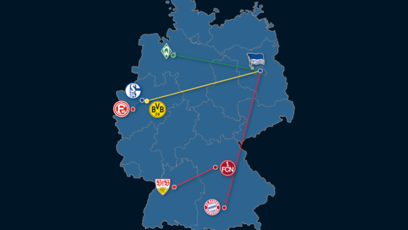 Landkarte: 10.000 Fans und mehr beim Auswärtsspiel!