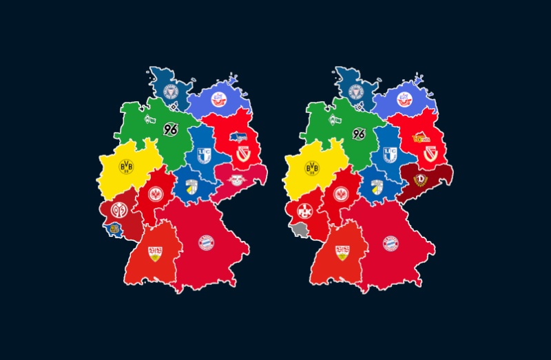 Landkarten: Meiste Zuschauer und Auswärtsfahrer 2018/19