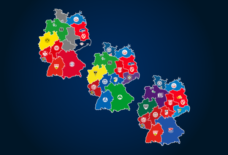 Landkarte: Ewige Tabelle (1. – 3. Liga)