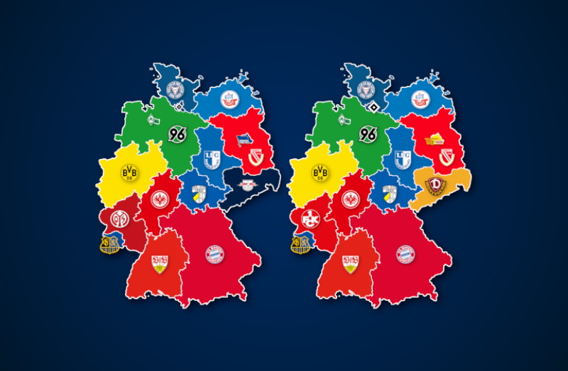 Deutschlandkarte: Vereine mit den meisten Zuschauern und Auswärtsfahrern