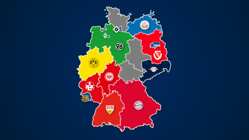 Landkarte: Ewige Tabelle der Bundesliga