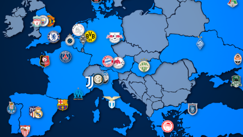 Landkarte: Champions League Teilnehmer 2020/21