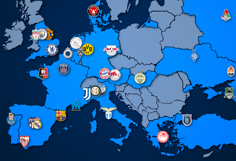 Du betrachtest gerade Landkarte: Champions League Teilnehmer 2020/21
