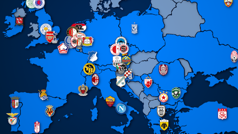 Landkarte: Europa League Teilnehmer 2020/21