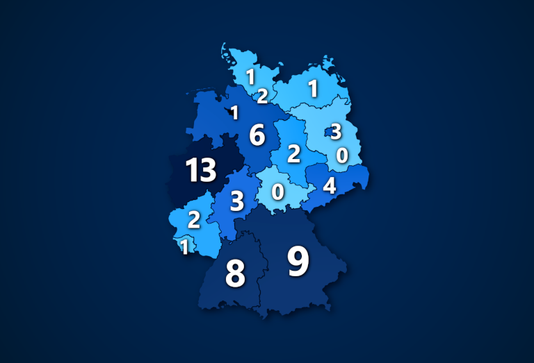 Mannschaften in den Profiligen nach Bundesländern 2021/22