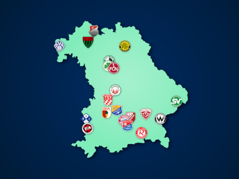 Landkarte: Regionalliga Bayern 2021/22