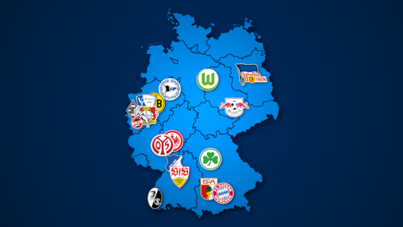 Landkarte: 1. Bundesliga 2021/22