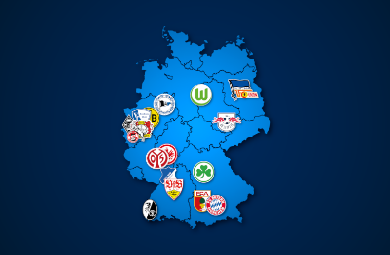 Landkarte: 1. Bundesliga 2021/22