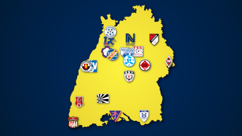 Landkarte: Oberliga Baden-Württemberg 2021/22