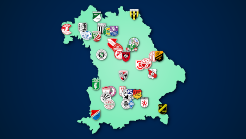 Landkarte: Oberliga Bayern (Süd+Nord) 2021/22