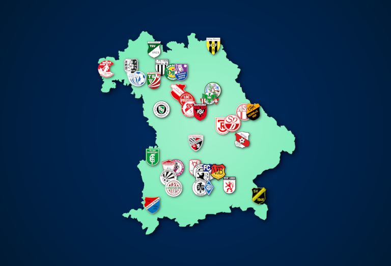 Landkarte: Oberliga Bayern (Süd+Nord) 2021/22