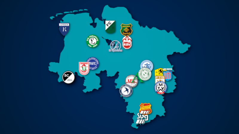 Landkarte: Oberliga Niedersachsen 2021/22