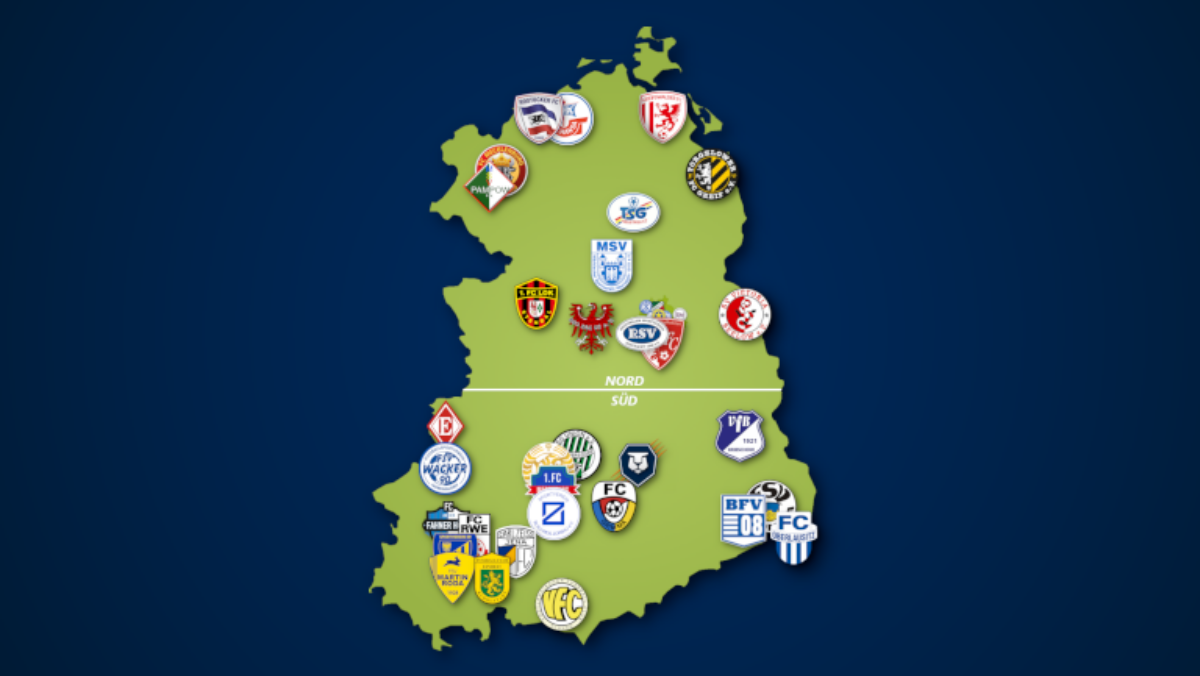 Landkarte: Oberliga Nordost (Nord + Süd) 2021/22