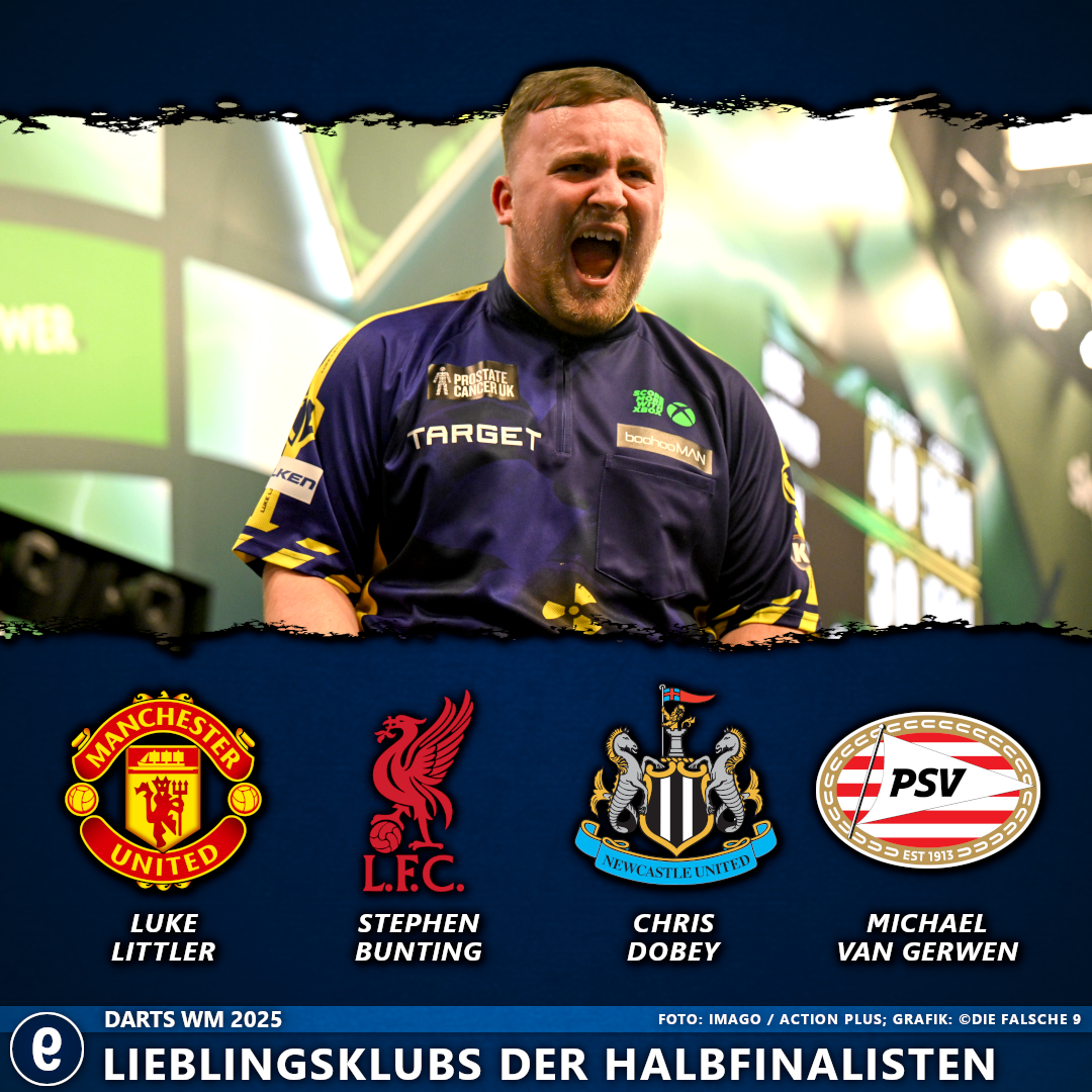 Die Lieblingsvereine der Halbfinalisten der Darts-WM.