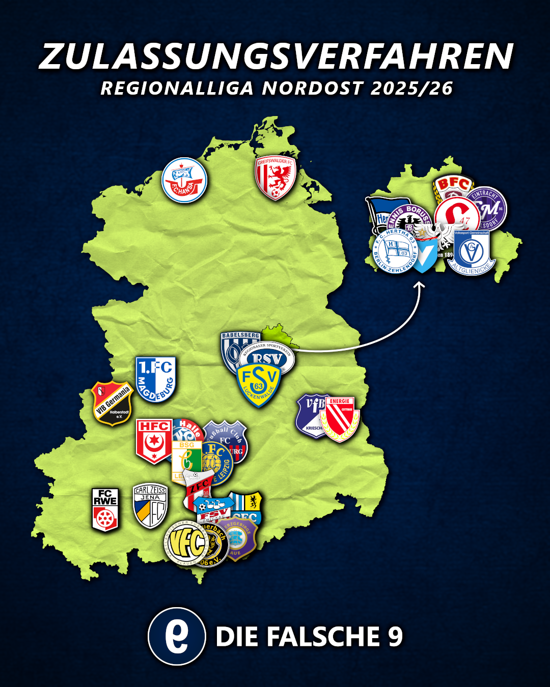32 Vereine melden für die Regionalliga Nordost.
