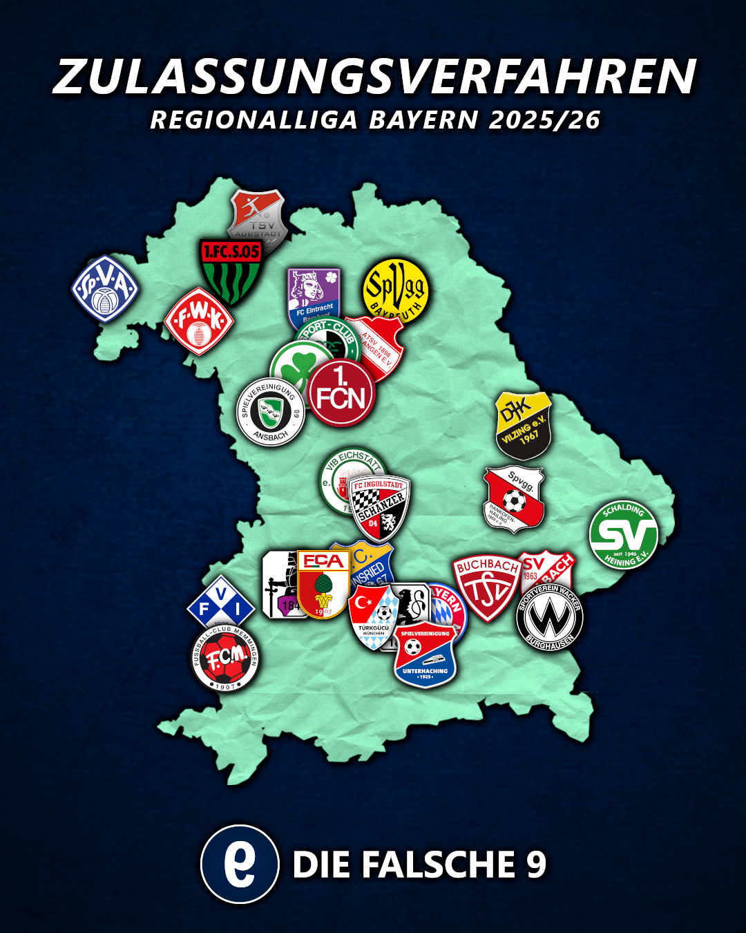 30 Mannschaften nehmen am Zulassungsverfahren für die Regionalliga Bayern 2025/26 teil.