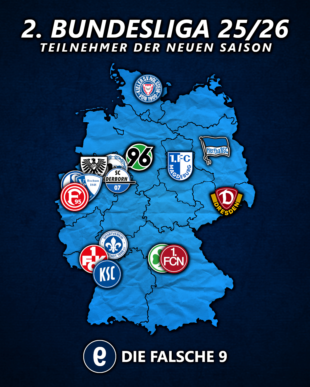 Die Teilnehmer der 2. Bundesliga 2025/26.