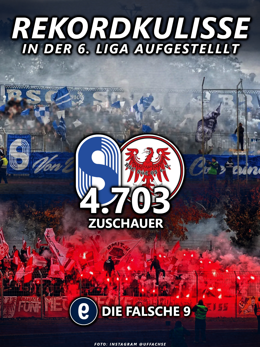 Zuschauer-Rekord in der Brandenburgliga beim Derby zwischen der BSG Stahl und dem BSC Süd mit 4709 Zuschauer.