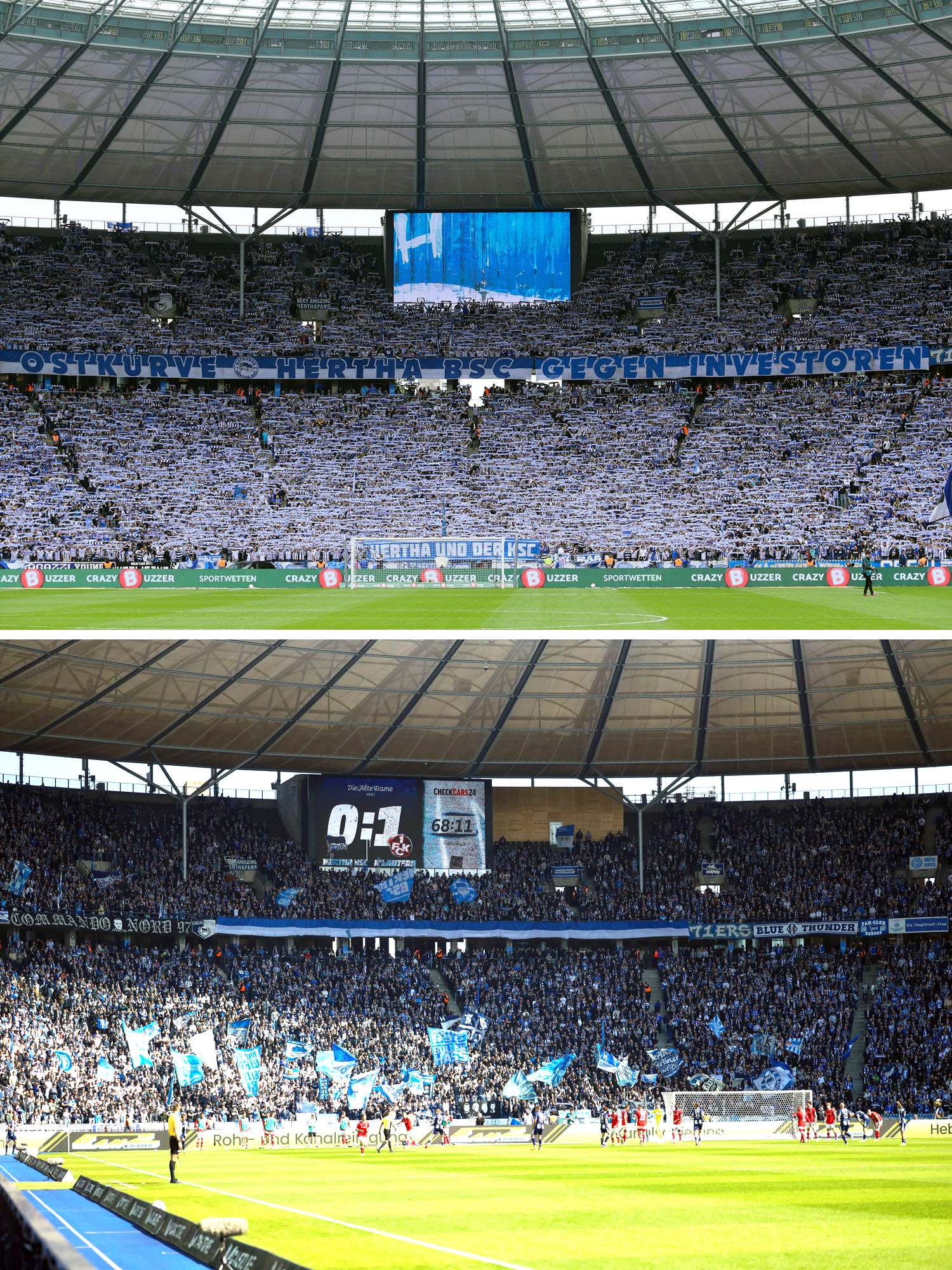 Hertha-Beflaggung vor und nach dem Dynamo-Diebstahl